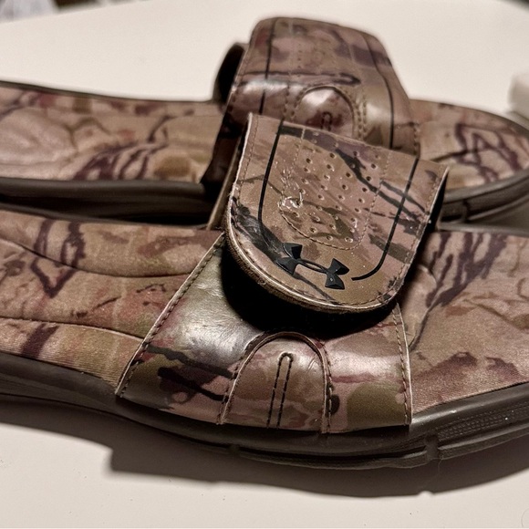 UNDER ARMOUR Women’s Ignite Camo Memory Foam Slip-on Velcro Sandals Flip Flops - Picture 8 of 12